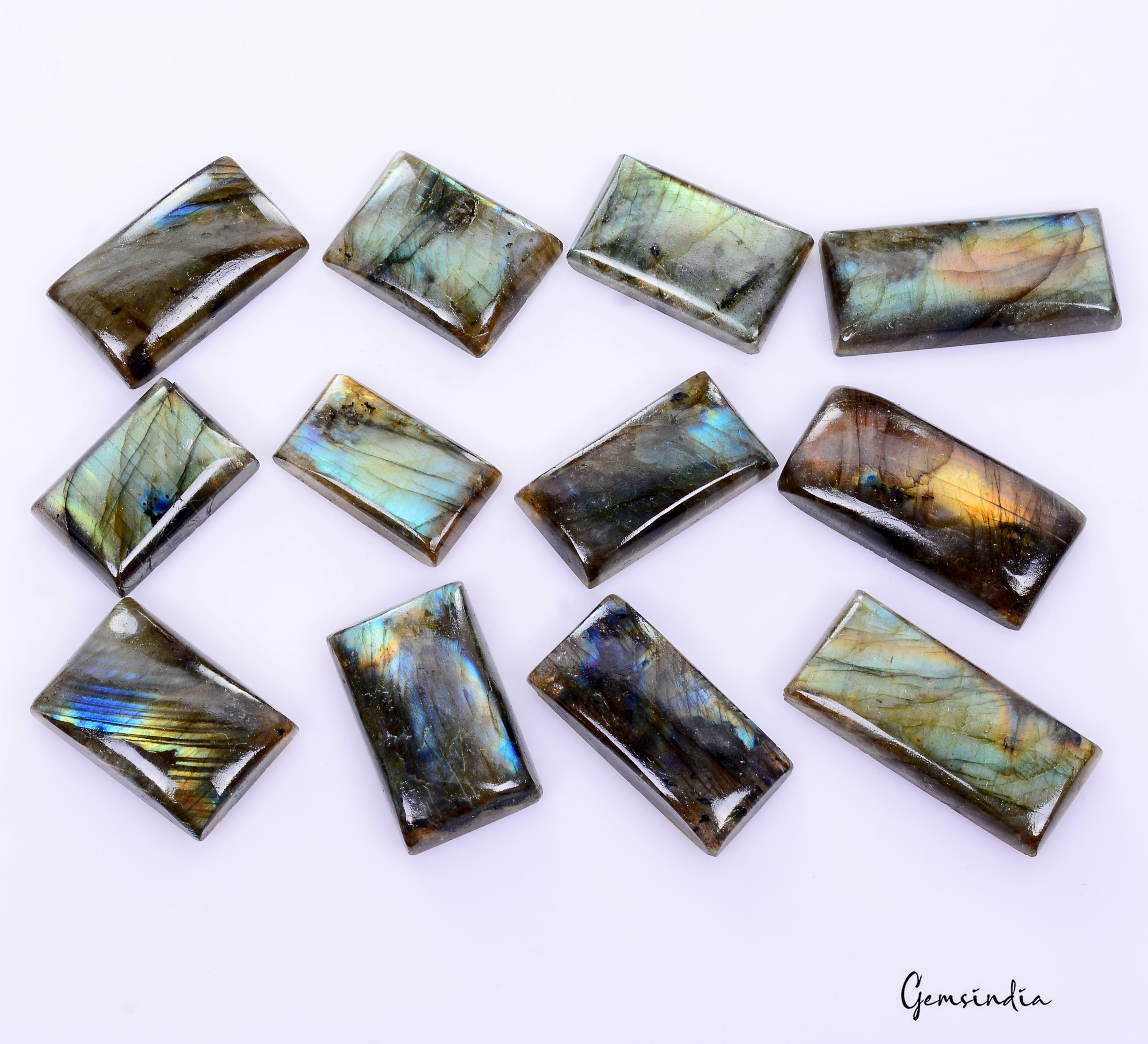 580 Ct Natural Untreated Spectrolite Labradorite Rectangle Cabochon Loose Gems