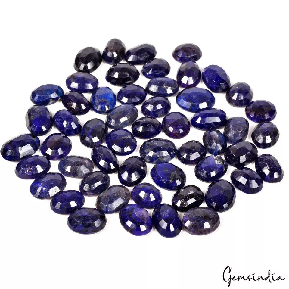 600 Cts/53 Pcs Natural Blue Sapphire Oval Faceted Cut Loose Gems Lot For Jewelry