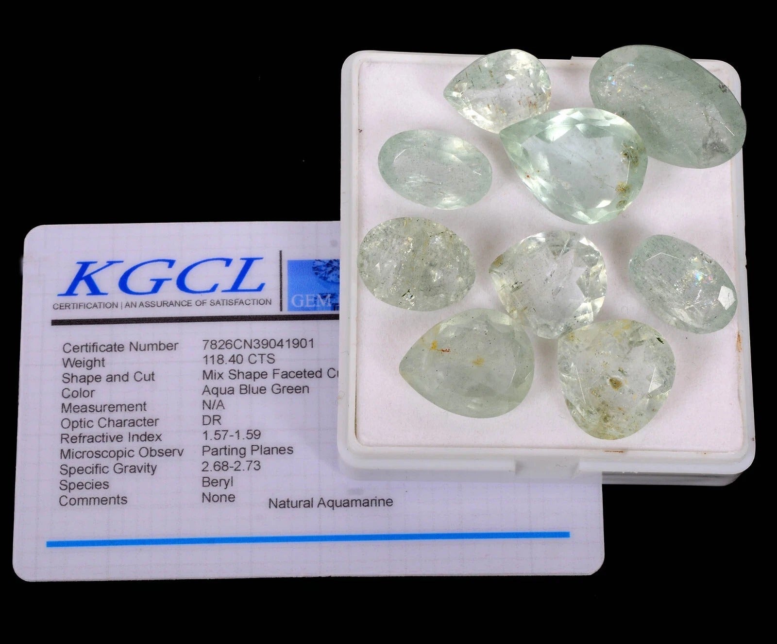 118.40Ct Natural Gemstone Aquamarine Green Mix Cut Unheated Brazil Certified Lot