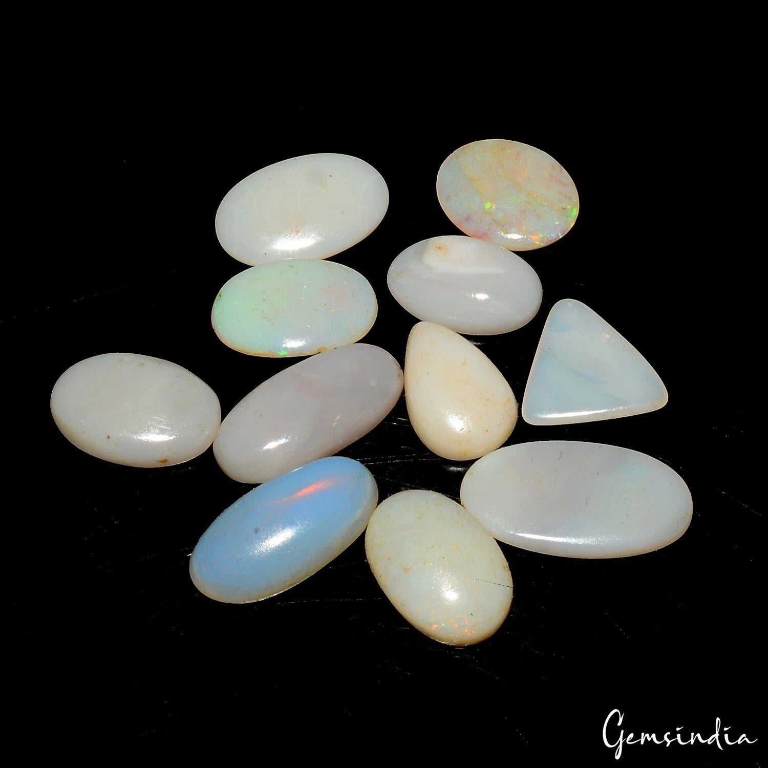 36.60 Ct/11 Pcs Natural Untreated Australian Multi Shine Opal Mix Cab Loose Gems