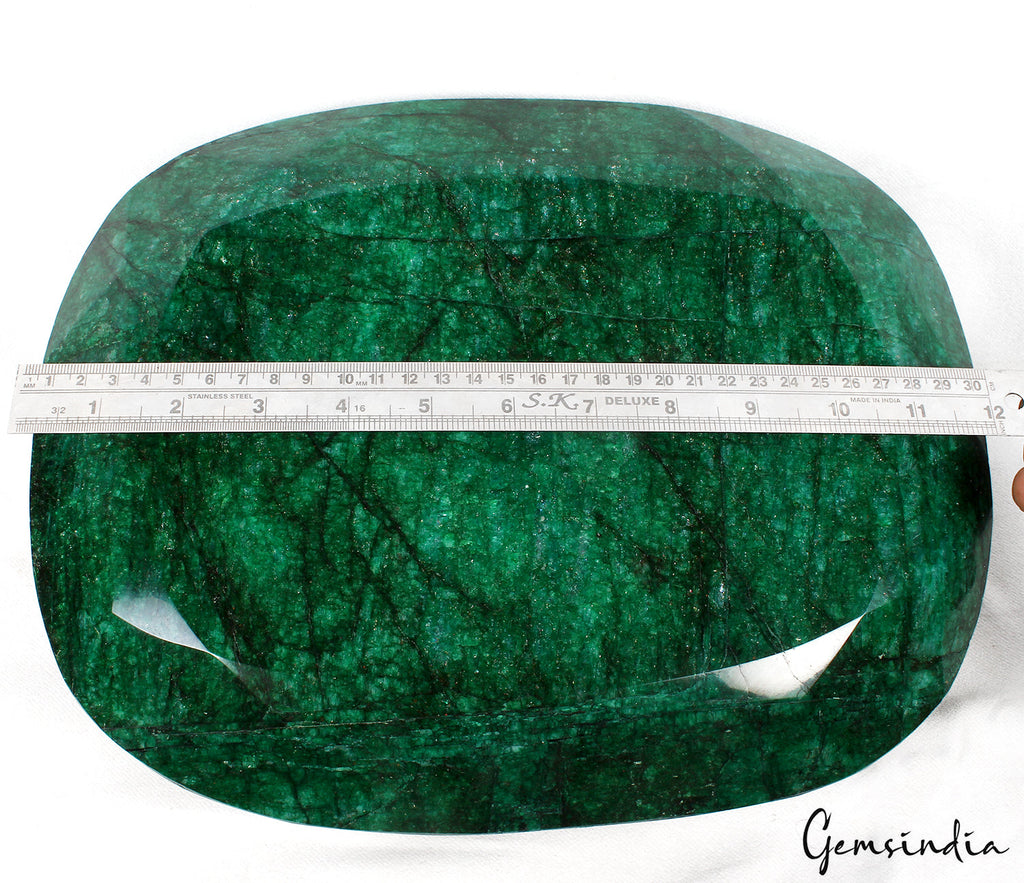 17.6 kilo Natural Green Emerald Rare Oversized Oval Cut 12.5*10" Brazil Gemstone