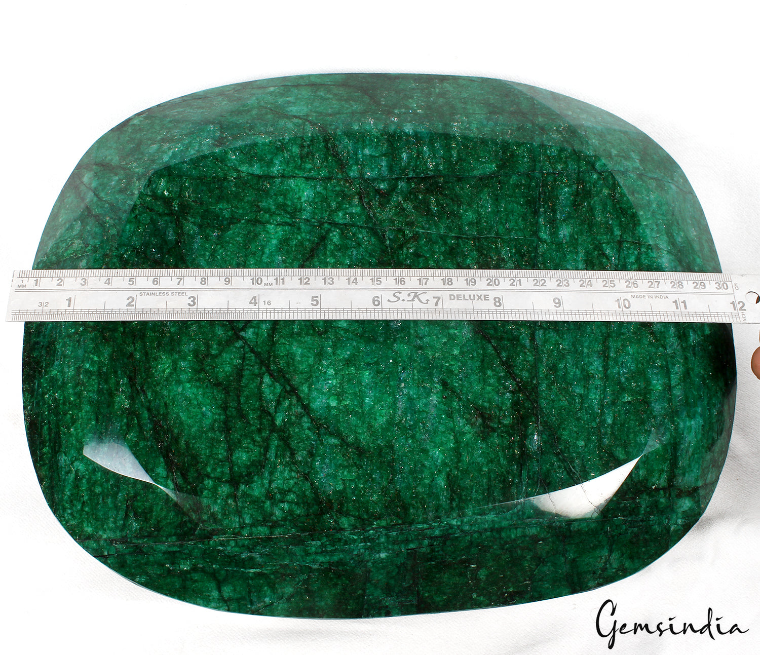 17.6 kilo Natural Green Emerald Rare Oversized Oval Cut 12.5*10" Brazil Gemstone