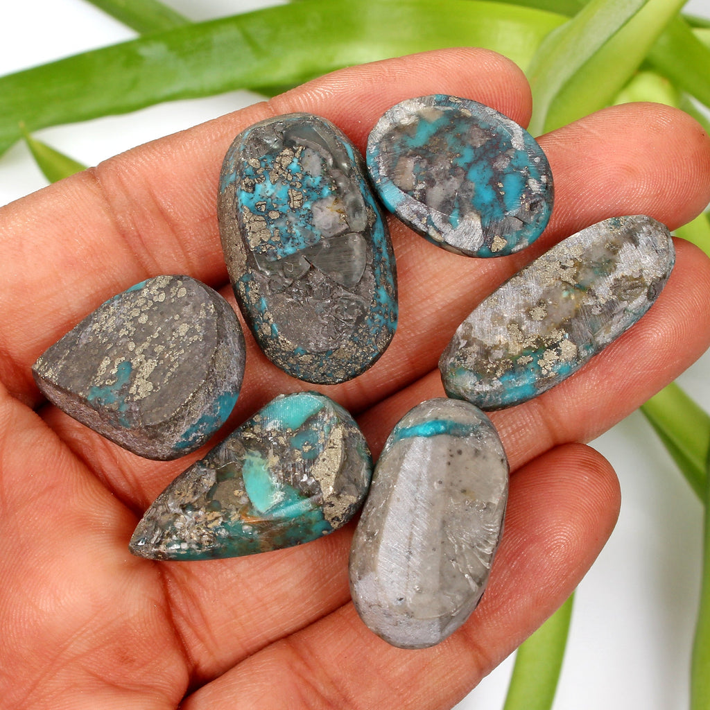 6 Pcs Natural Copper Turquoise Hand Cut Untreated AAA Quality Gemstones~ 40 Gm