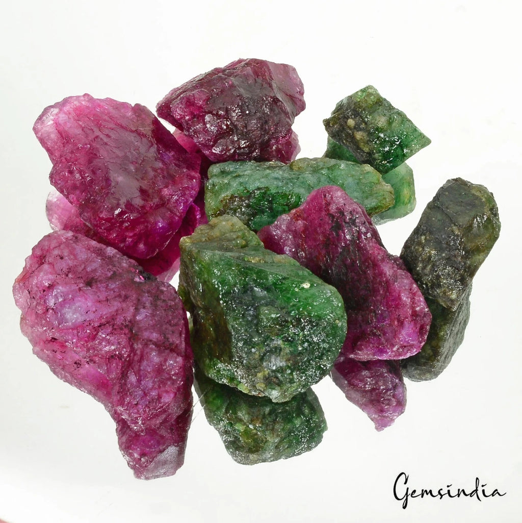 Ruby Lot, Rough, Color Enhanced, Red — 8 Pieces, 20mm to 39mm, 430 Ct