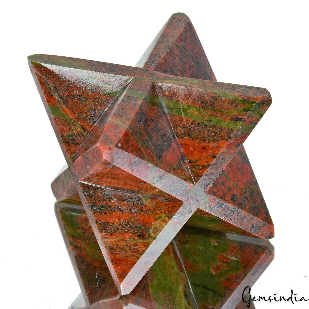 Unakite Jasper 2" Merkaba Star Crystal Healing Reiki Sacred Geometry Chakra Gem