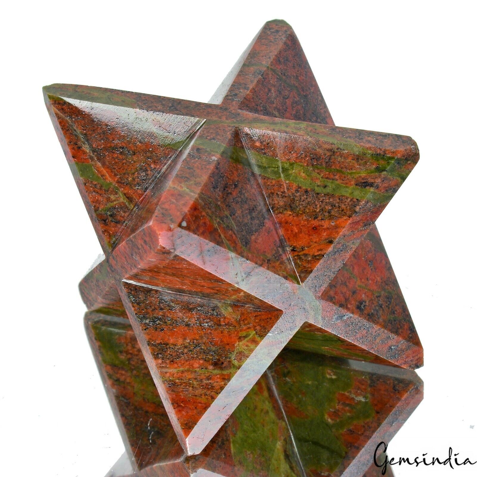 Unakite Jasper 2" Merkaba Star Crystal Healing Reiki Sacred Geometry Chakra Gem
