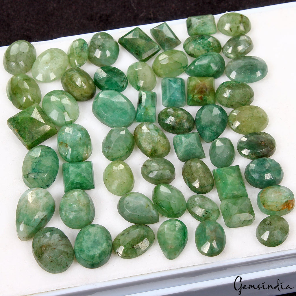 247.30 Ct/53 Pcs Natural Green Emerald Loose Mix Cut Loose 9-17mm Gemstones Lot