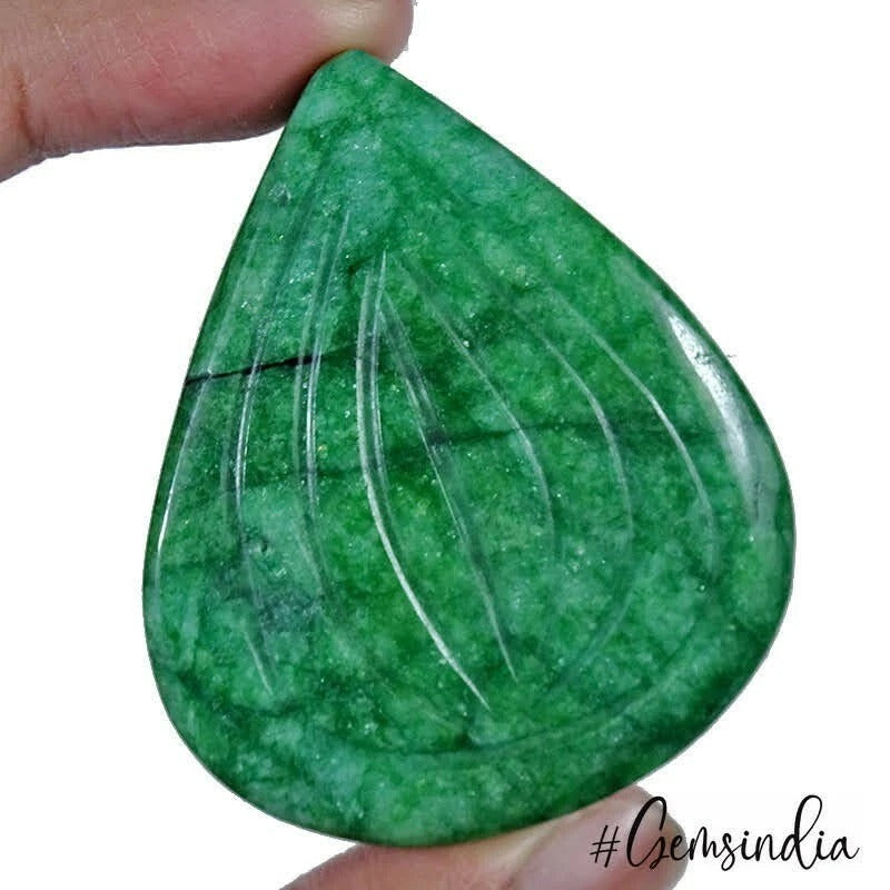 Certified 310 Cts Natural Brazilian Green Emerald Pear Cut Hand Carved Loose Gem