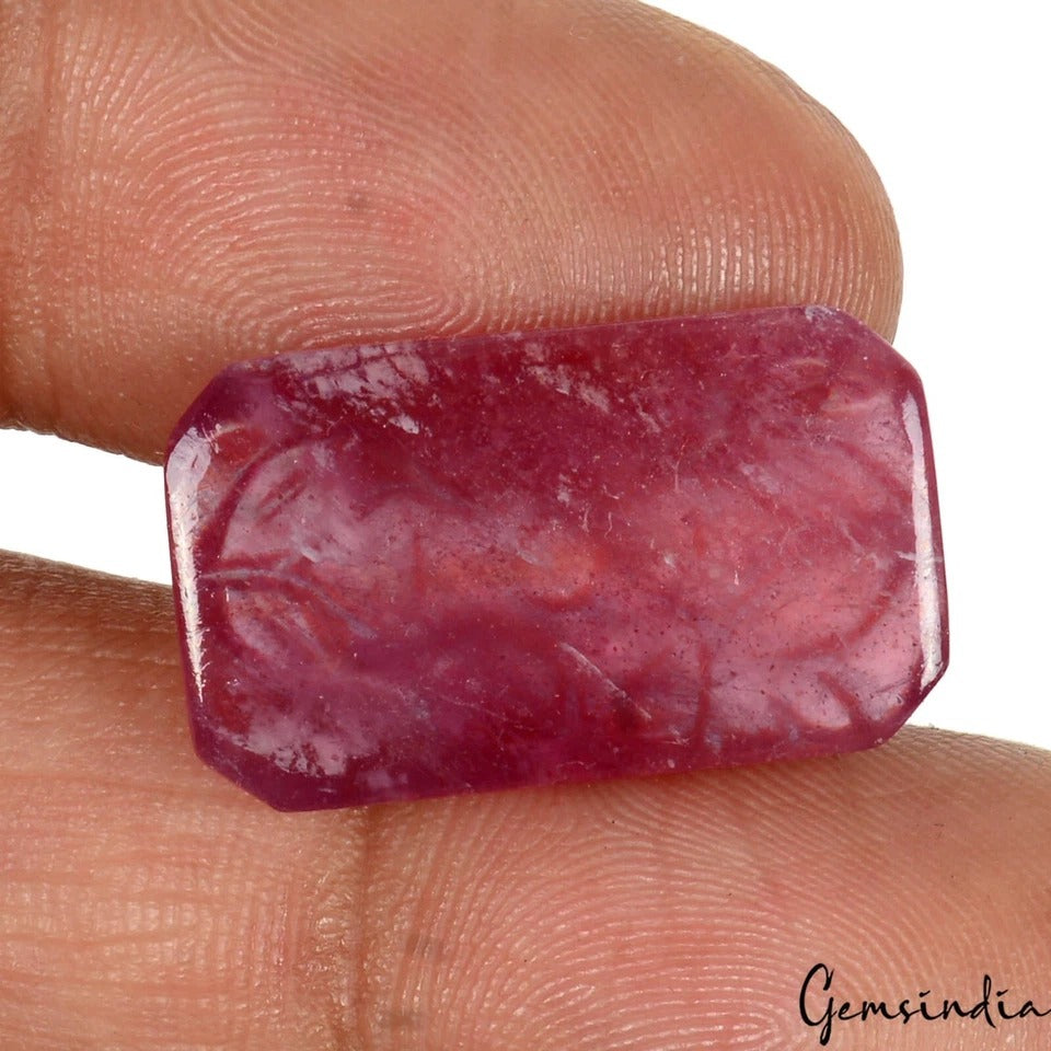 IGL&I Certified 22.90Ct Natural Red Ruby Cushion Carved Precious Gem For Jewelry