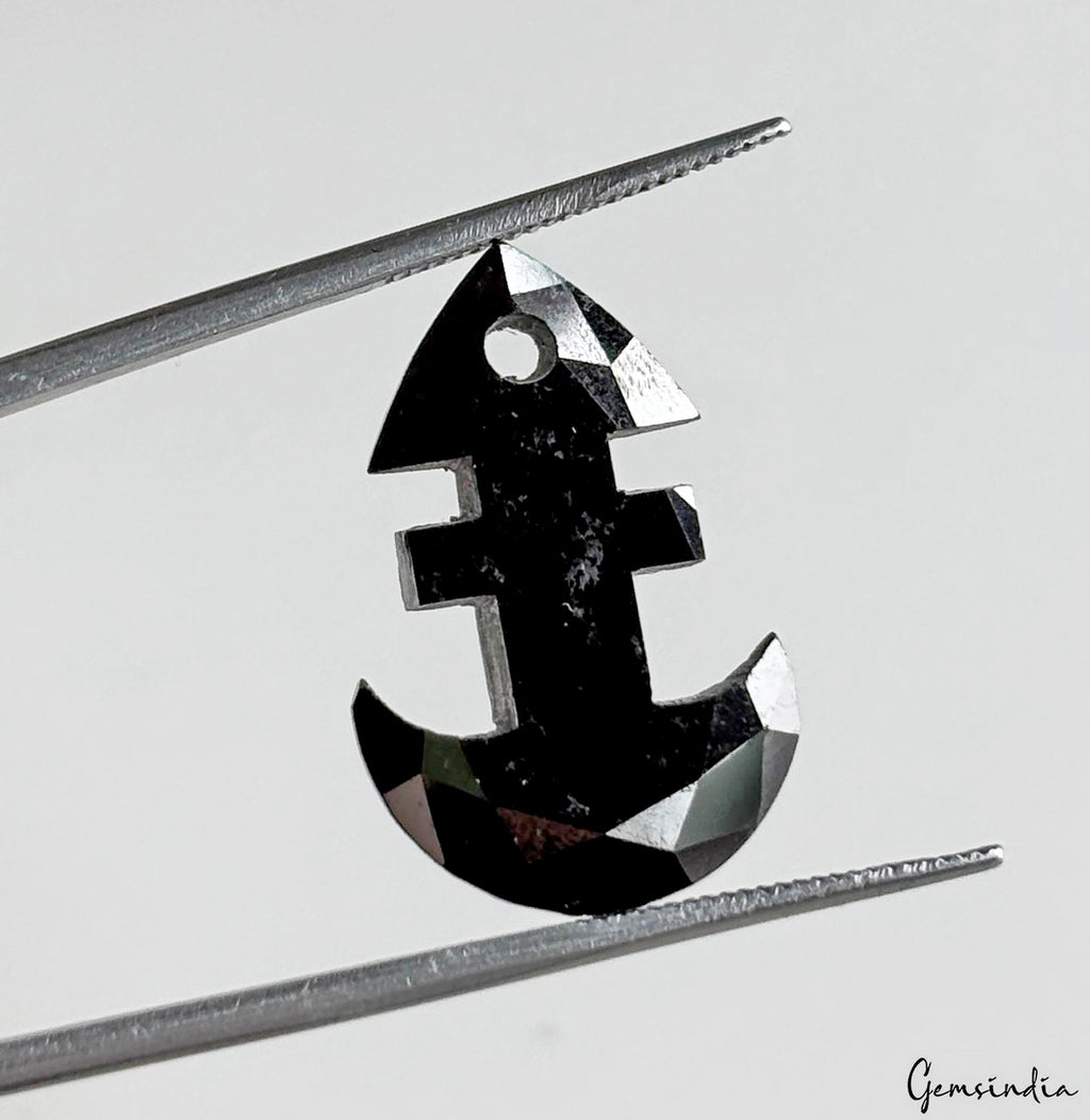 Black Diamond Loose Gemstone, Color Enhanced — 22x15x6 mm, 11 Ct, Tanzania
