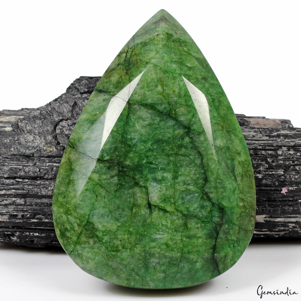 260 Ct Natural Green Brazilian Emerald Pear Faceted Earth Mined Museum Size Gems