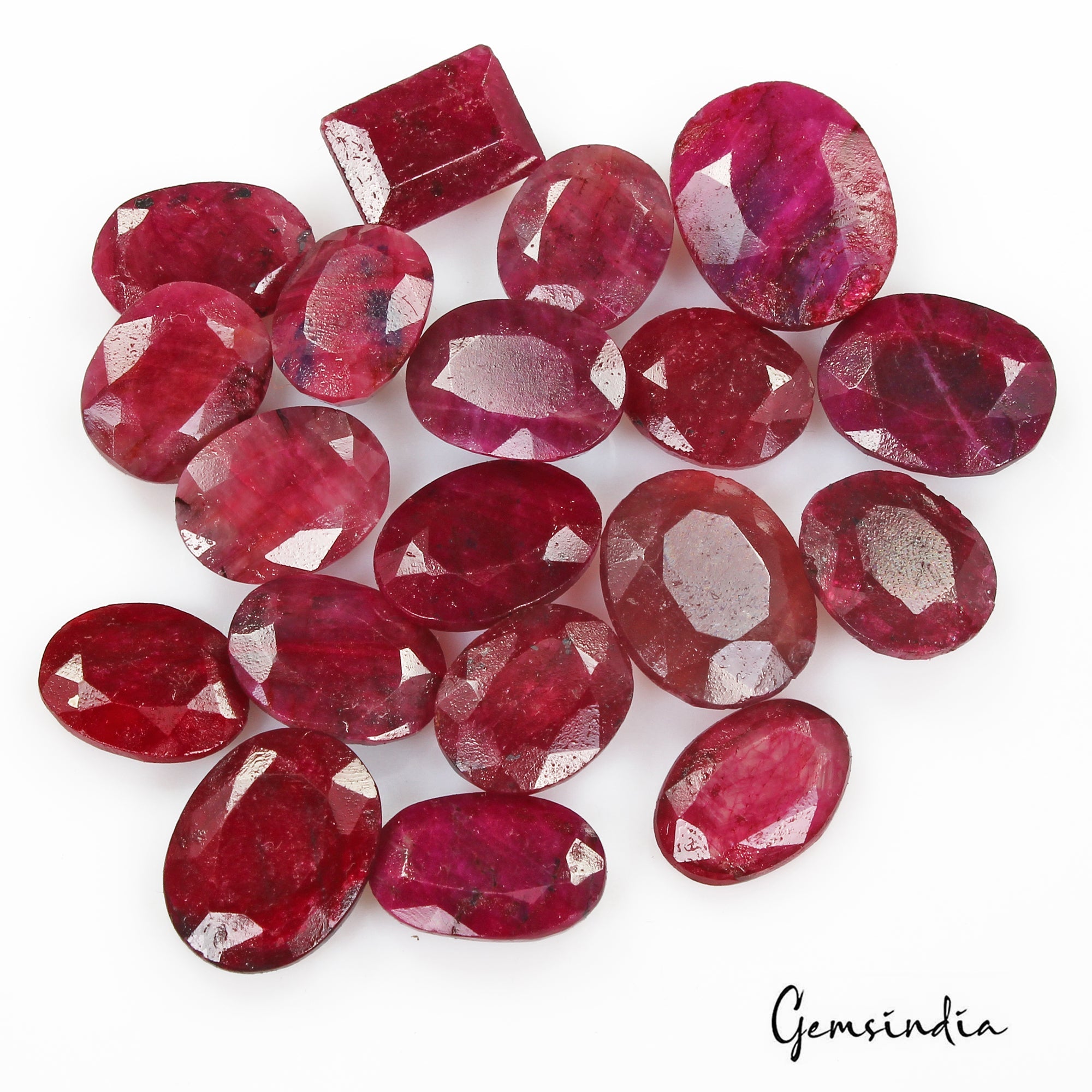 Certified 200 Cts/19 Pcs Natural African Red Ruby Mix Cut Loose Gems For Jewelry