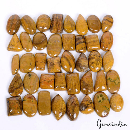 Agate Lot, Cabochon, Untreated, Yellow — 40 Pieces, 17mm to 32mm, 1000 Ct, Madagascar
