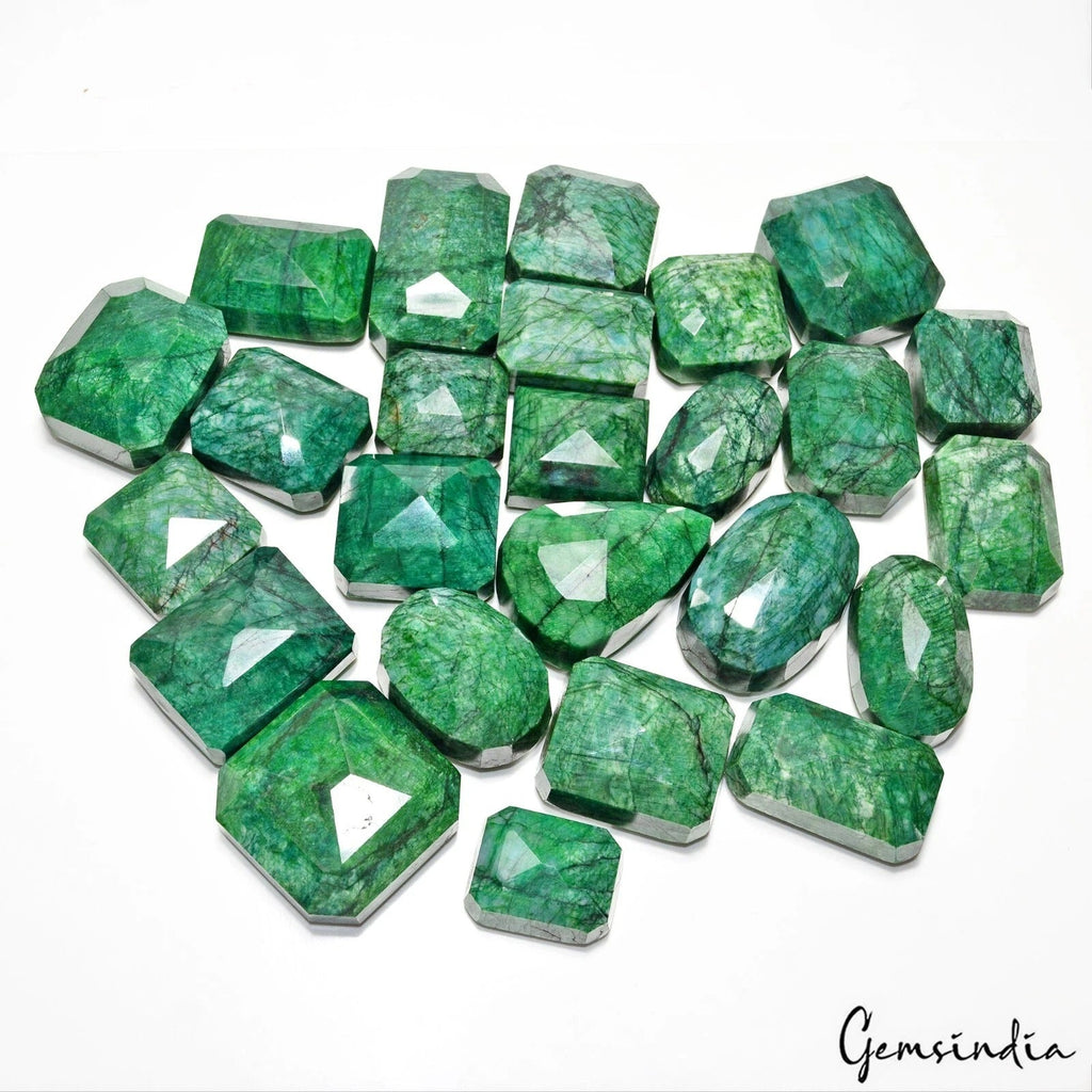 2 Kilo/25 Pcs Natural Brazilian Green Emerald Mix Cut Loose Wholesale Gems Lot