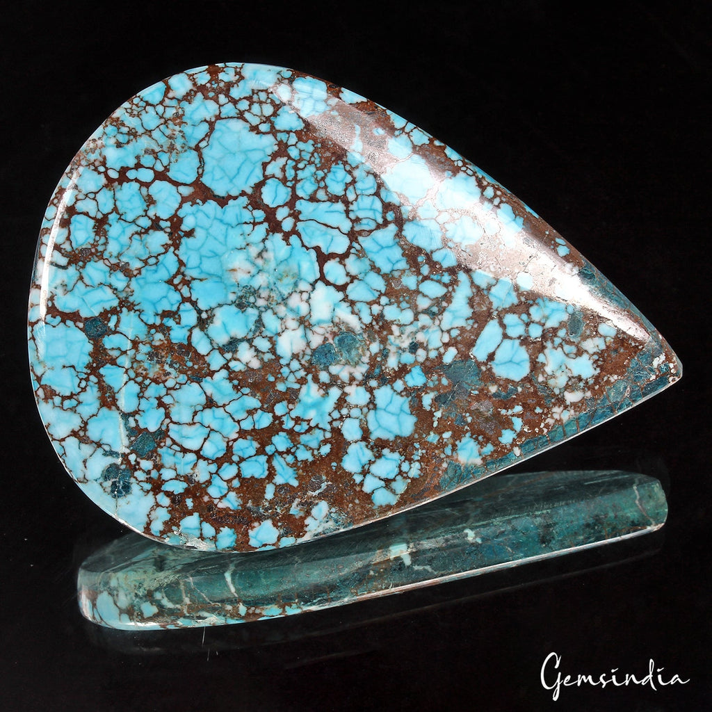 360 Ct Natural Blue Spiderweb USA Arizona Turquoise Pear Cab Loose Huge Gemstone