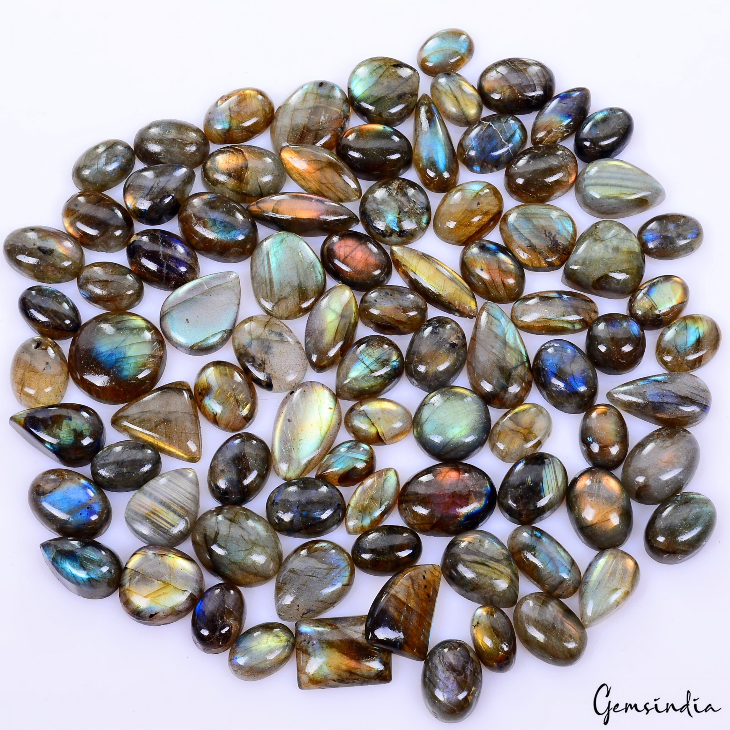800 Ct Natural Multi Labradorite Mix Shape Cabochon Loose Gemstone Wholesale Lot