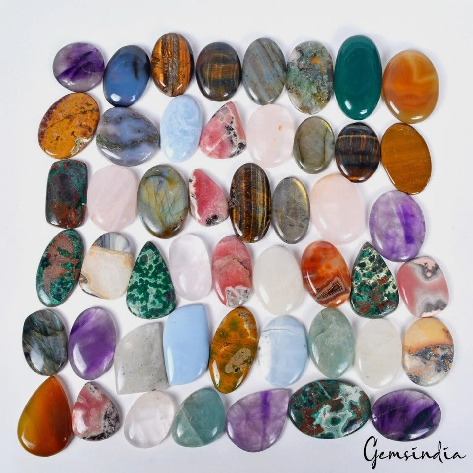 2500 Cts/49 Pcs Natural Untreated Multi-Color Mixed Cab Loose Gems Wholesale Lot