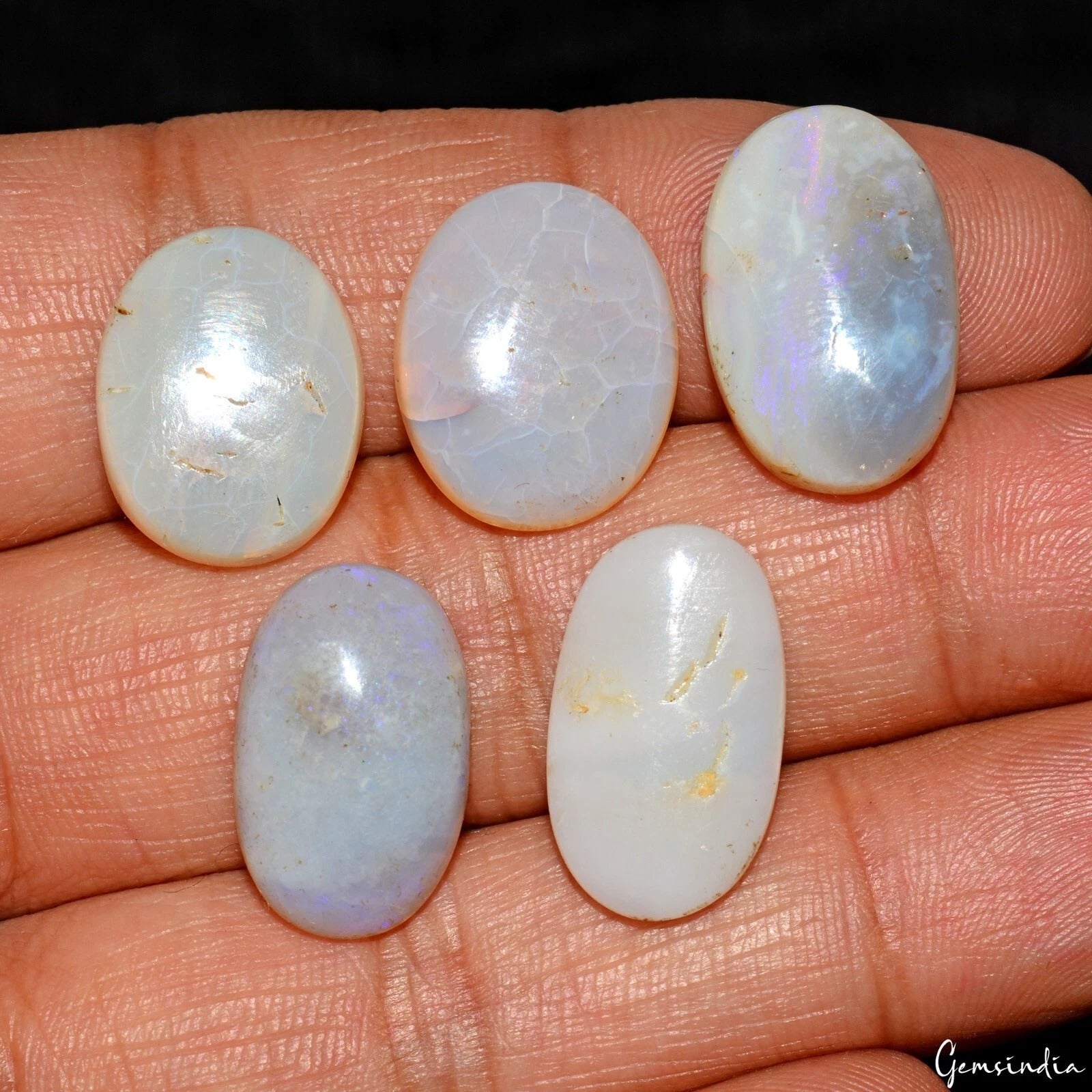 38.70 Cts Natural Australian Opal Multi Shine Loose Oval Cab Jewelry Gemstones