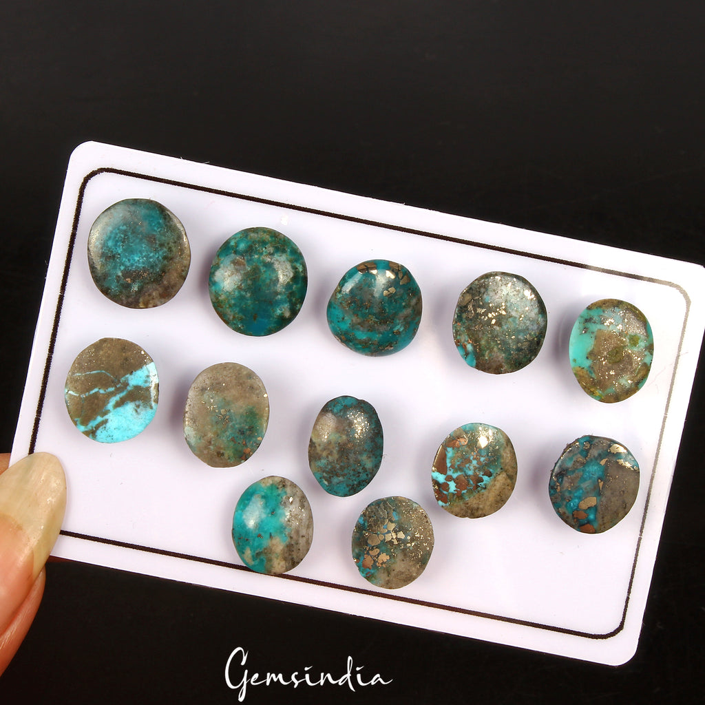 Turquoise Cabochon, Oval cabochon, Untreated — 12mm to 14mm