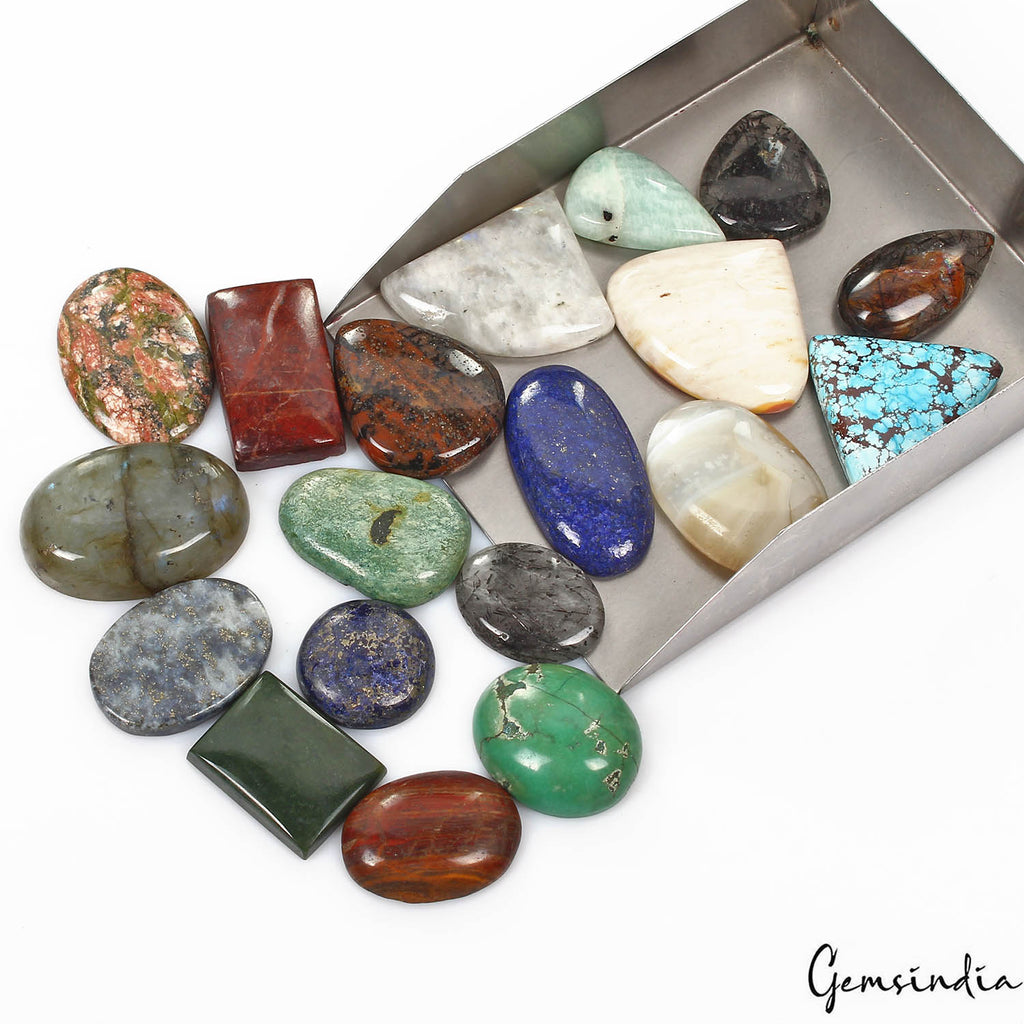 Onyx Lot, Cabochon, Untreated, Multi Color — 14 Pieces, 30mm to 48mm, 960 Ct