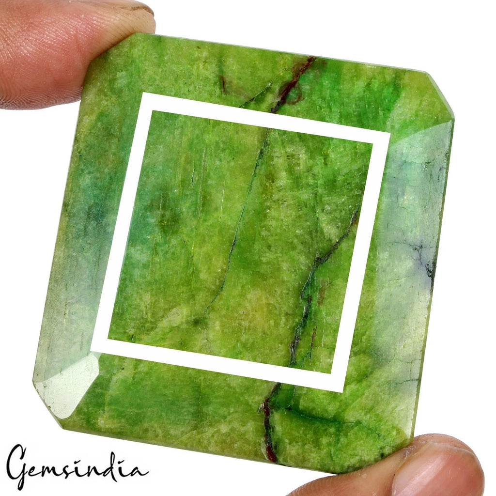 Brazilian Emerald Loose Gemstone, Color Enhanced, Green — 54 x 49 x 15 mm, 420 Ct, Brazil