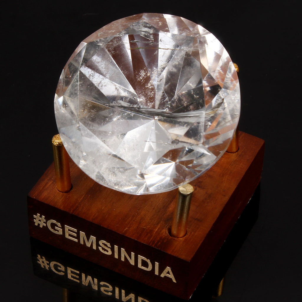 233.80 Cts Natural Untreated White Crystal Quartz Diamond Cut Huge Rare Gemstone