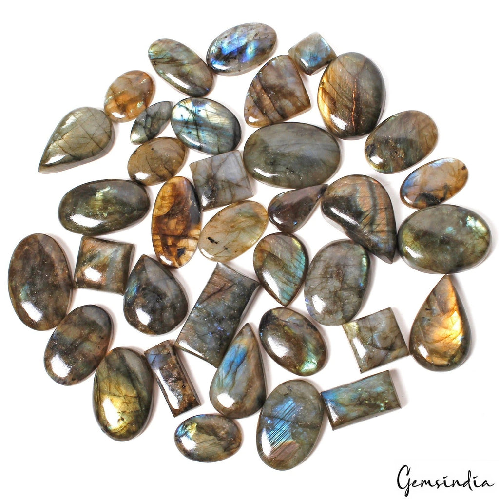 Natural Labradorite Mix Size Multi Fire Loose Gemstone Cabochon Lot 1680 Ct 36Pc