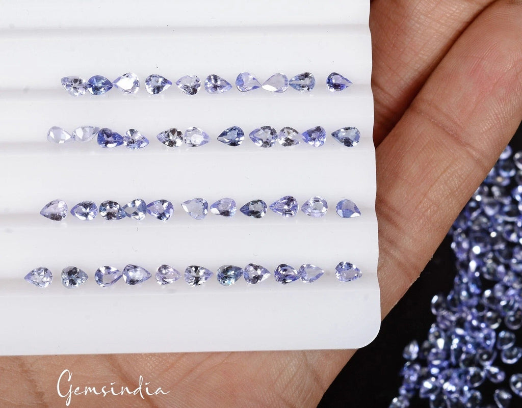 27.50 Ct/220 Pcs Natural Untreated Blue Tanzanite Pear Calibrated 4x3mm Gems Lot