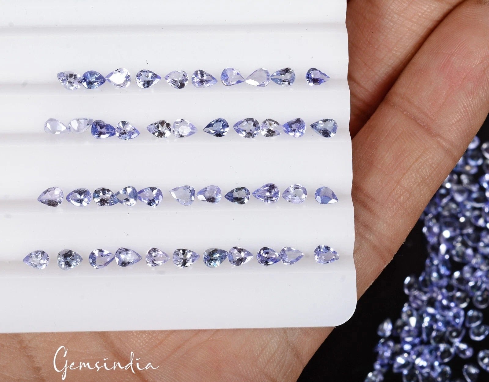 27.50 Ct/220 Pcs Natural Untreated Blue Tanzanite Pear Calibrated 4x3mm Gems Lot