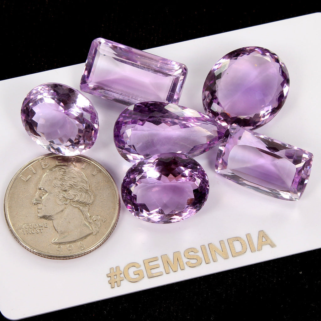 106 Ct /6 pcs Mix Shape Natural Purple Amethyst ~Unheated, Brazil Certified Gems