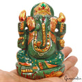 1560 Cts Natural Green Aventurine Handcrafted Singlestone Ganesha Sculpture 3.7"