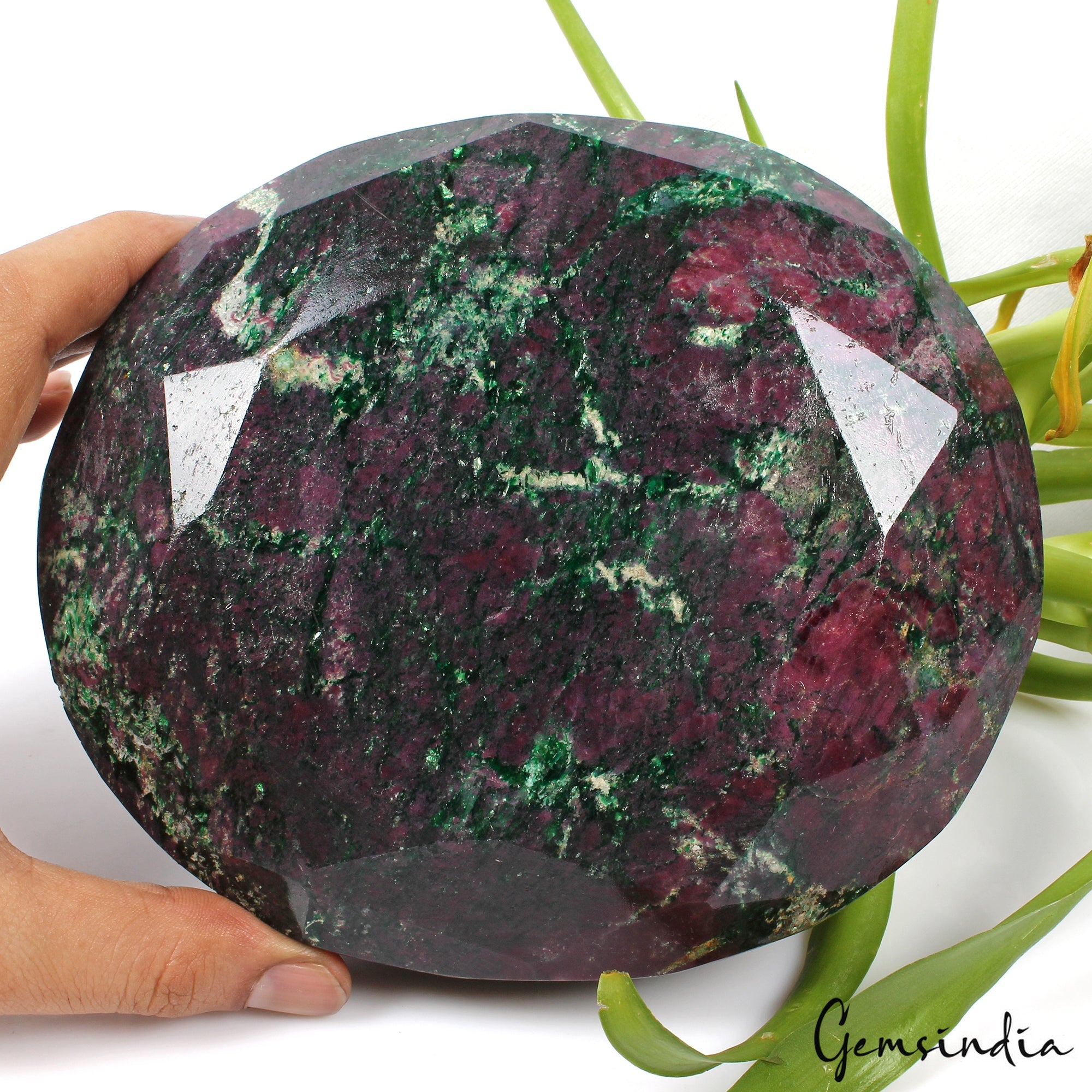 Large 4.4 Kg Natural Huge Green Red Ruby Zoisite Oval Faceted Untreated Gemstone