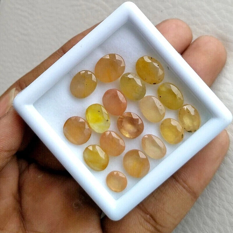 Sapphire Lot, Loose Gemstone, Untreated, Yellow — 17 Pieces, 7mm to 10mm, 50.60 Ct, Sri Lanka