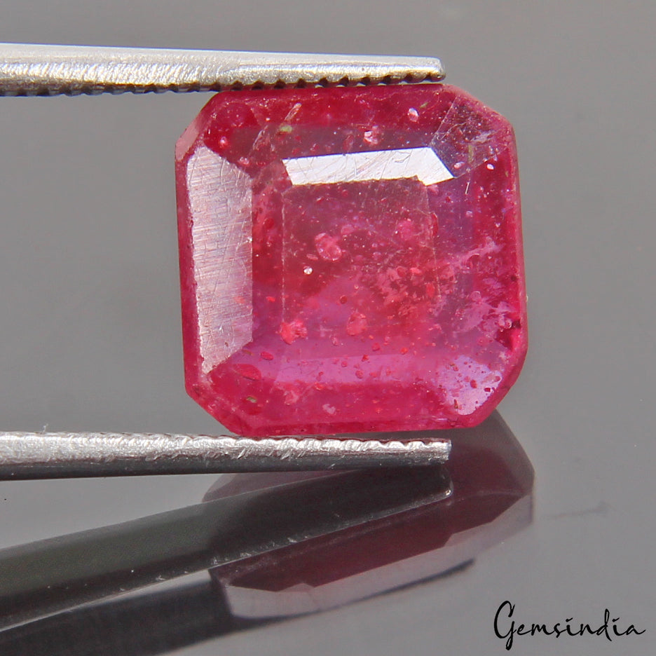 6.30 Ct Certified Natural Mozambique Ruby Octagon Cut Loose Ring Size Gemstone