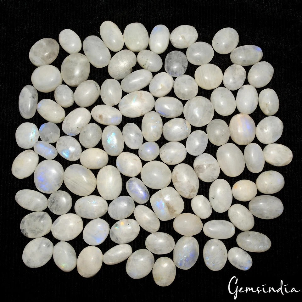 1000 Ct Natural Blue Shine Moonstone Mix Cabochon Loose Untreated Gemstones Lot