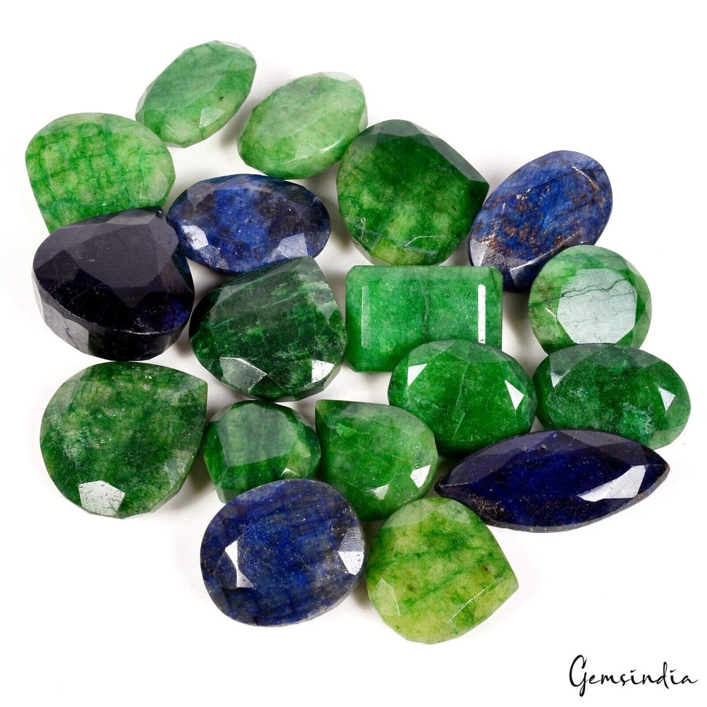 Blue Sapphire Lot, Loose Gemstone, Oval, Pear, Round & marquise Cut, Color Enhanced — 18 Pieces, 19mm to 36mm, 820 Ct