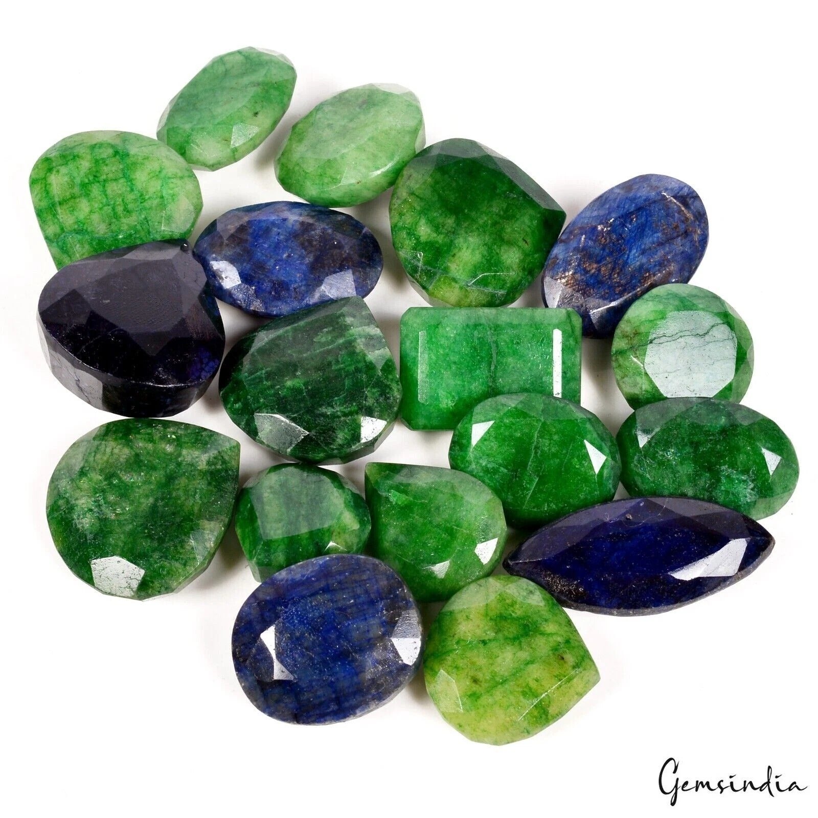 Blue Sapphire Lot, Loose Gemstone, Oval, Pear, Round & marquise Cut, Color Enhanced — 18 Pieces, 19mm to 36mm, 820 Ct
