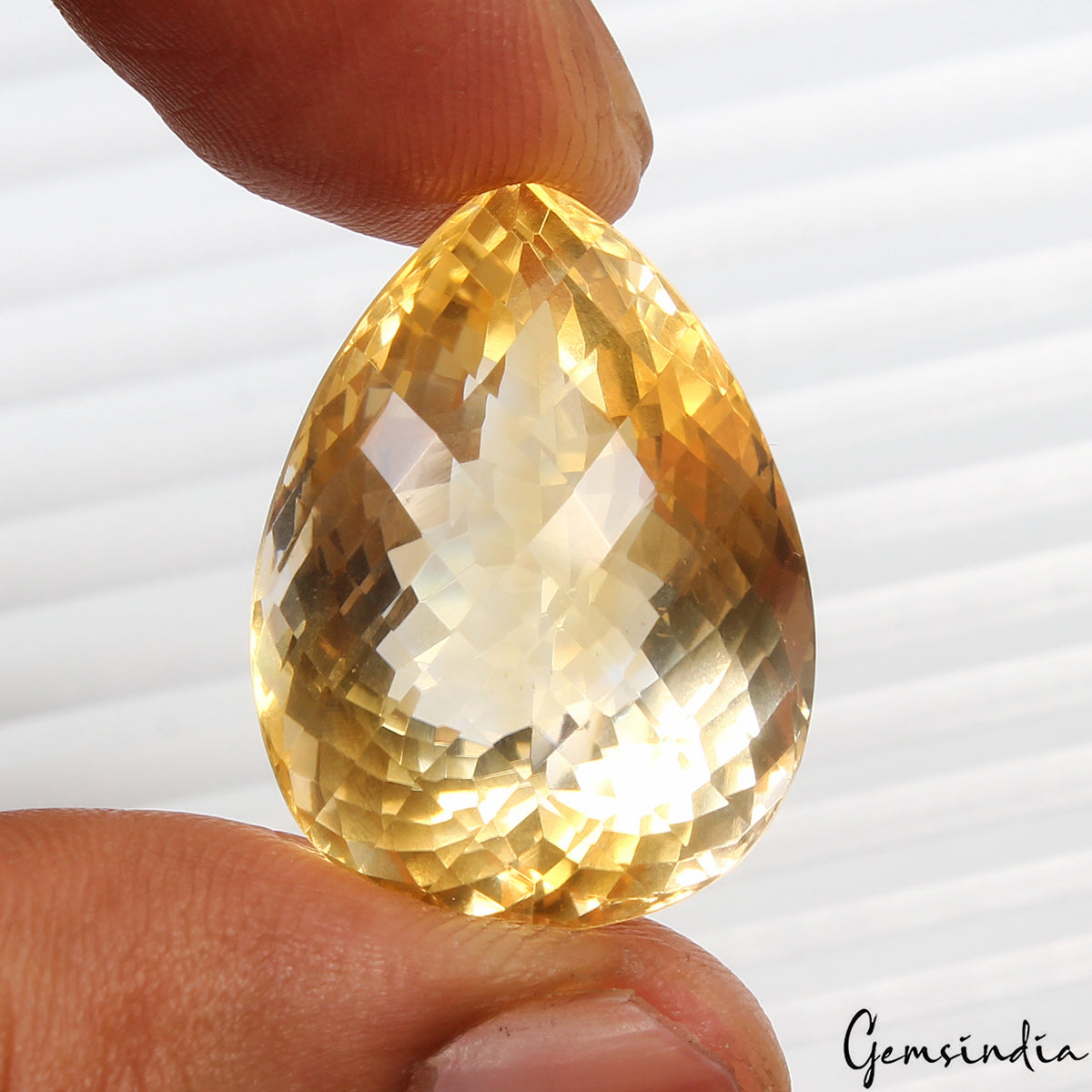 43.60 Ct VVS Natural Citrine AAA Yellow Huge Pear Checker Cut Dazzling Gemstone
