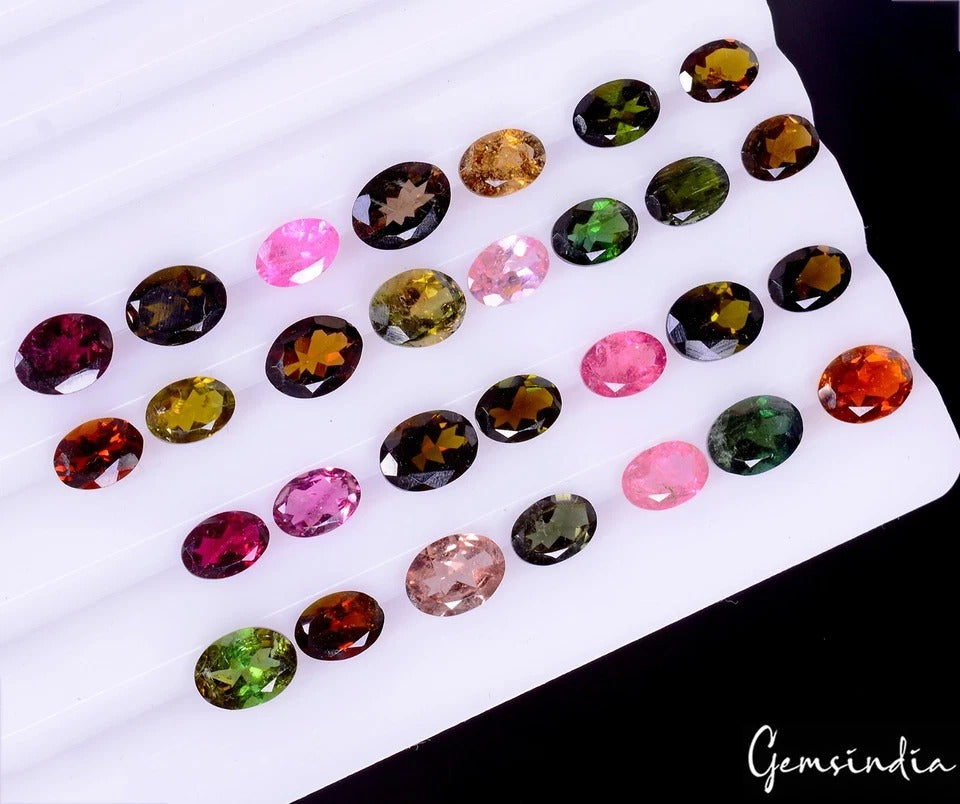 Tourmaline Lot, Loose Gemstone, Untreated, Multi Color — 29 Pieces, 7mm to 8mm, 25.10 Ct