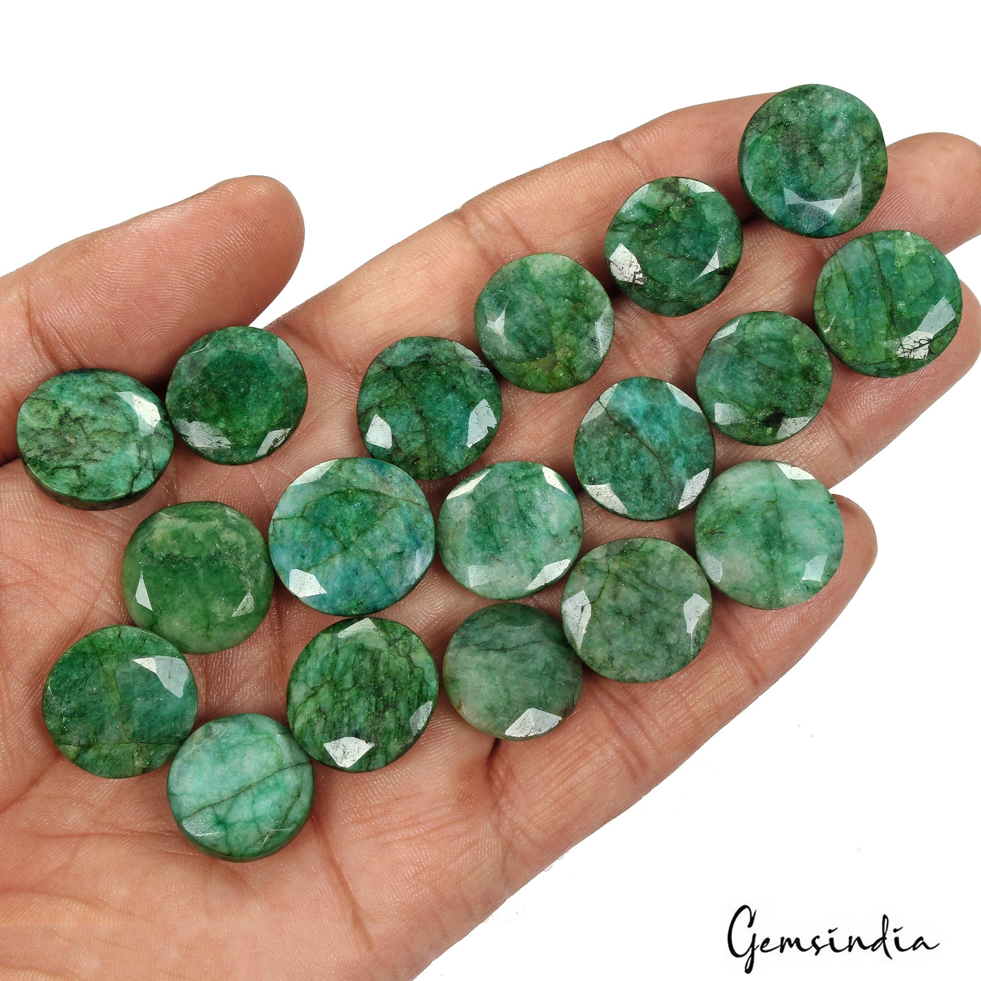 350 Ct/ 18 Pcs Natural AAA Emerald Round Faceted Loose Wholesale Gemstone Lot