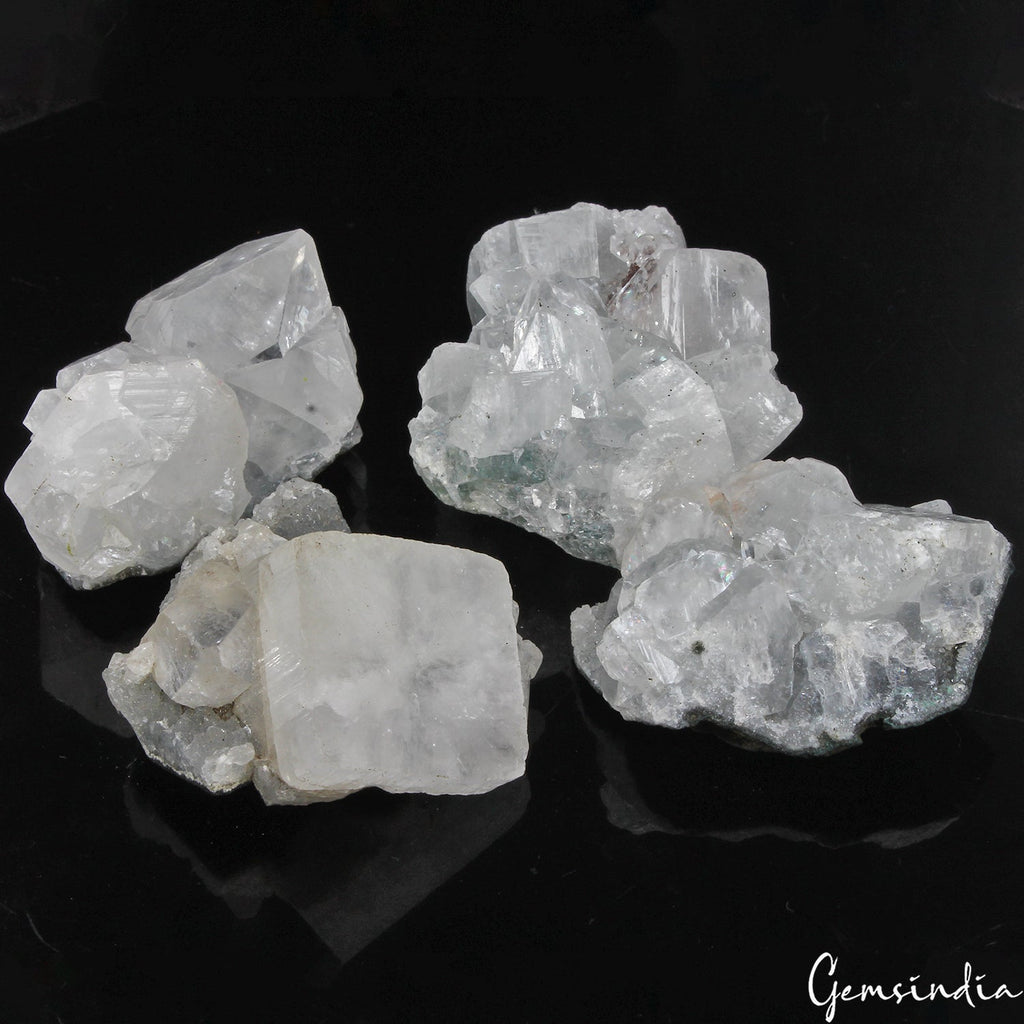 1130 Cts/4 Pcs Natural White Apophyllite Druzy Healing Crystal Mineral Raw Gems