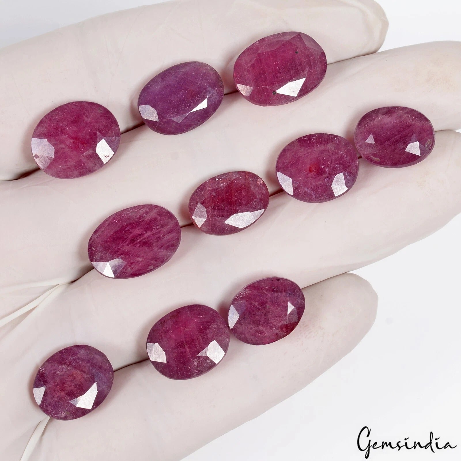 Ruby Lot, Loose Gemstone, Heated, Red — 10 Pieces, 13mm to 16mm, 97.30 Ct, Mozambique