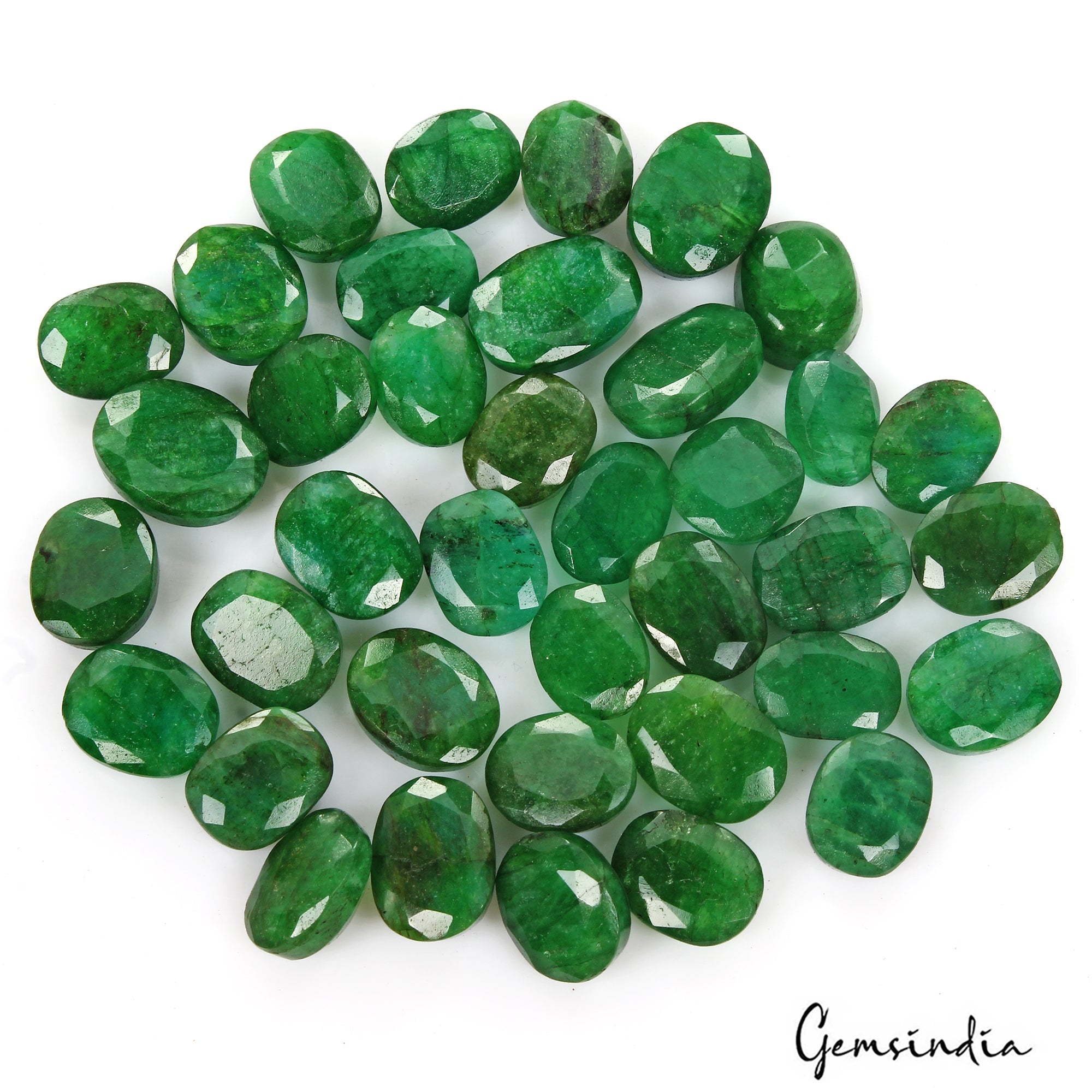 420 Ct Natural Green Brazilian Emerald Oval Faceted Wholesale Gemstone Lot 38 Pc