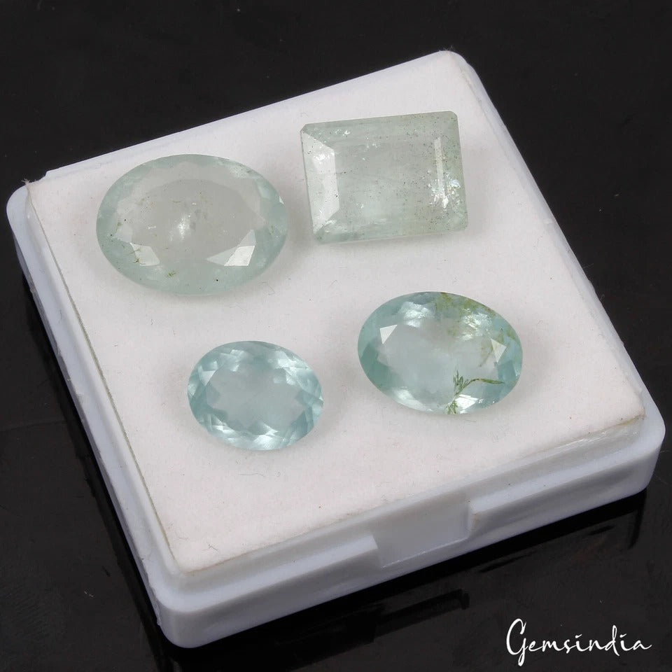 Aquamarine Lot, Loose Gemstone, Untreated, Blue — 4 Pieces, 12mm To 18mm, 33.30 Ct, Brazil
