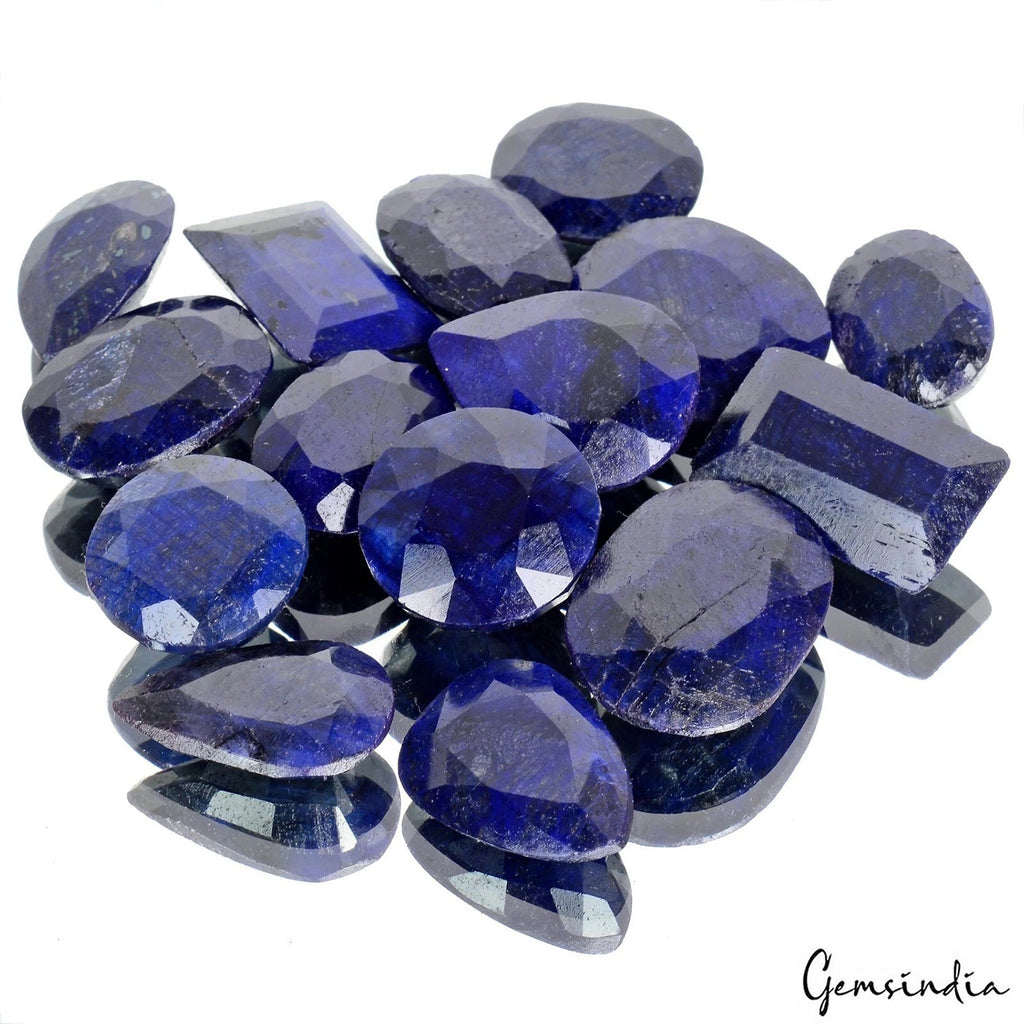 15 Pcs Natural Blue Sapphire Mix Cut Loose Faceted 20-30mm Gemstones Lot~ 640 Ct