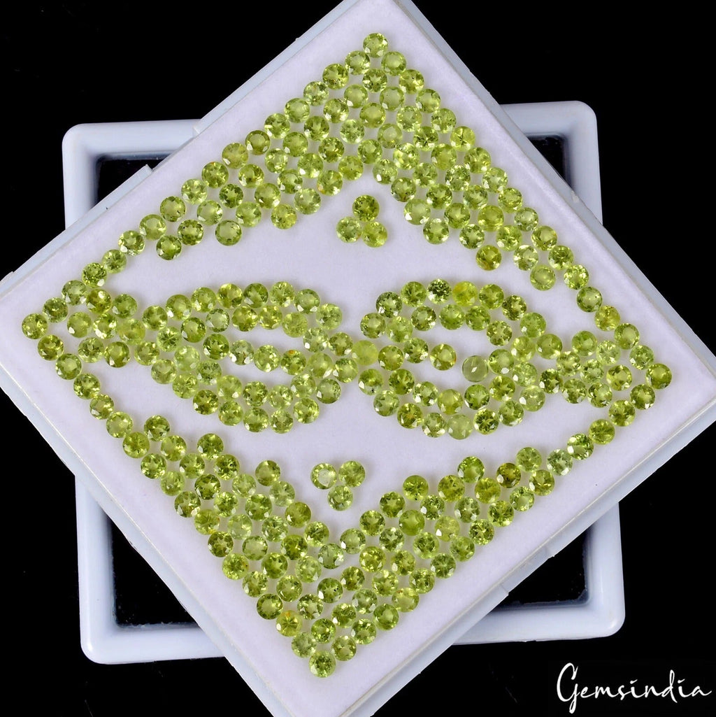 77 Ct/251 Pcs Natural Unheated Parrot Green Peridot Round Calibrated 4mm Gem Lot