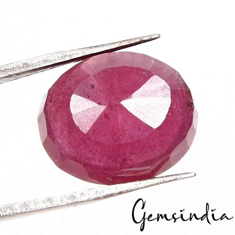 Ruby Loose Gemstone, Oval Cut, Heated — 15x13x7mm, 14.70 Ct, Mozambique