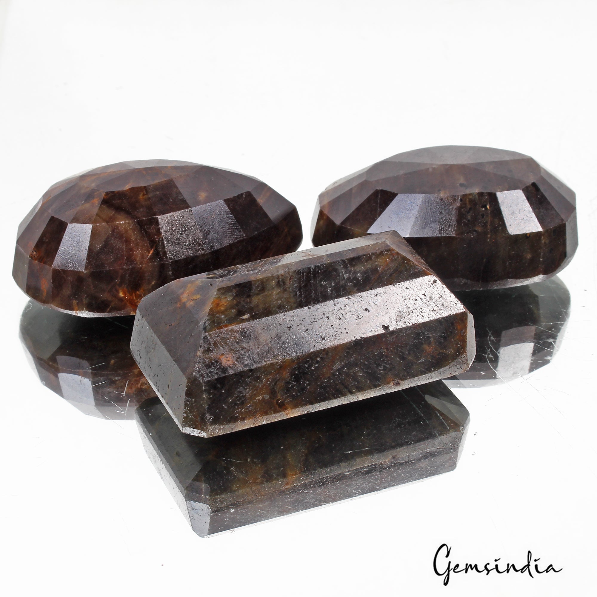 1750 Cts/3 Pcs Natural Untreated Black Sapphire Mix Faceted Loose Wholesale Gems