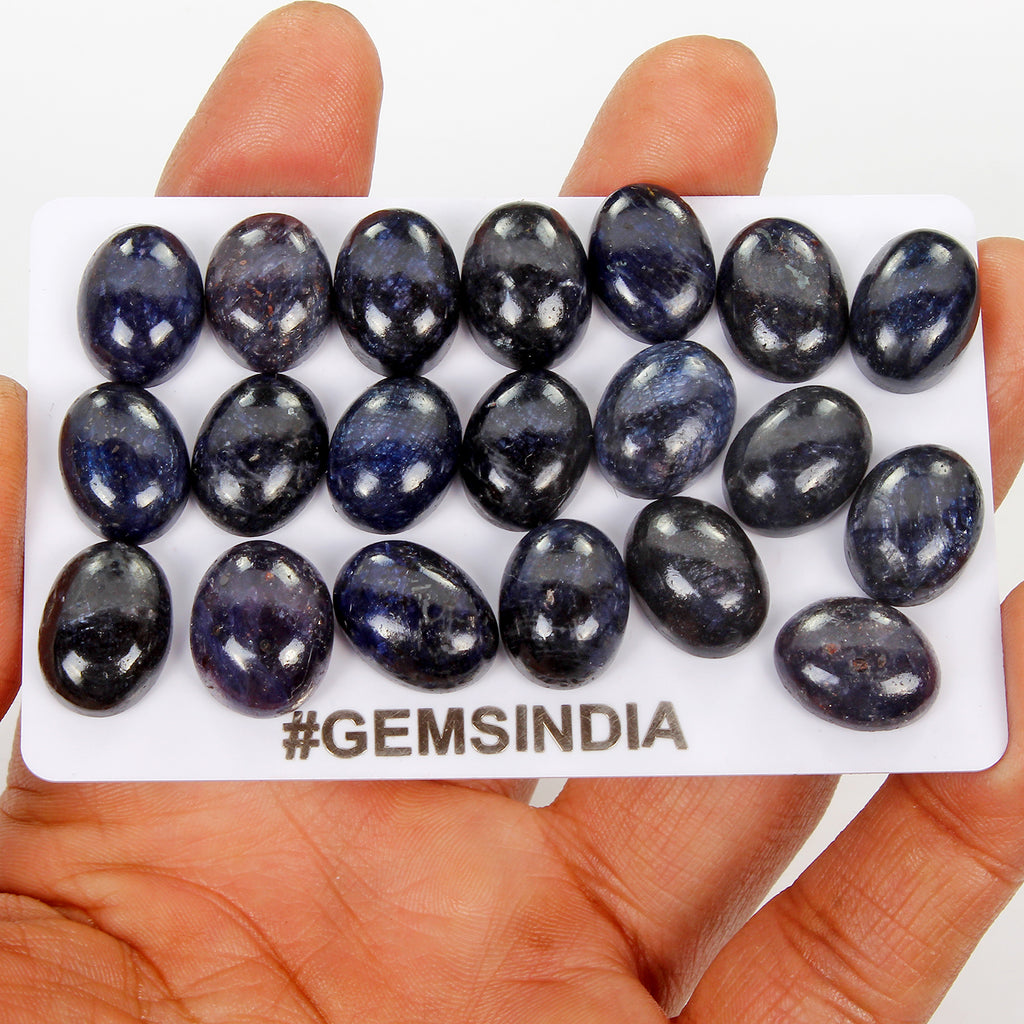 Blue Sapphire Lot, Cabochon, Color Enhanced — 20 Pieces, 14mm to 15mm, 263.00 Ct