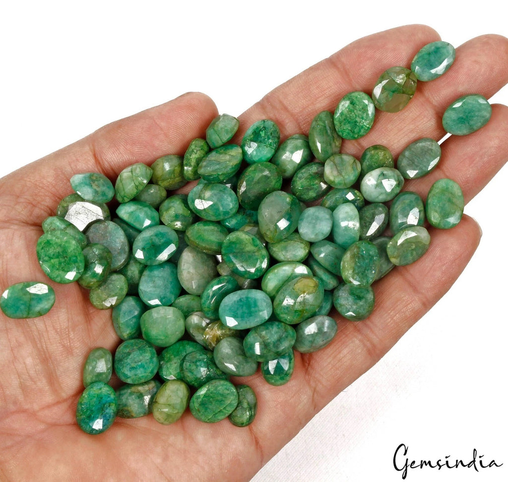 Emerald Lot, Loose Gemstone, Color Enhanced, Green — 90 Pieces, 11mm to 14mm, 520 Ct, Brazil